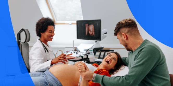 Pregnant couple getting an ultrasound scan