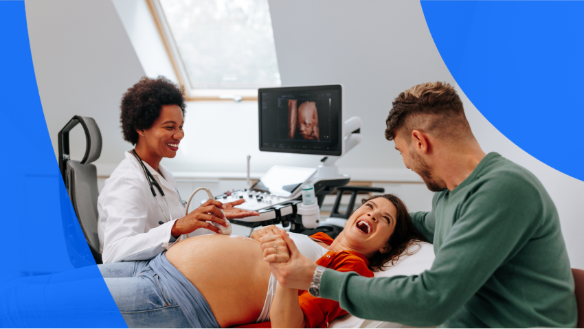 Pregnant couple getting an ultrasound scan