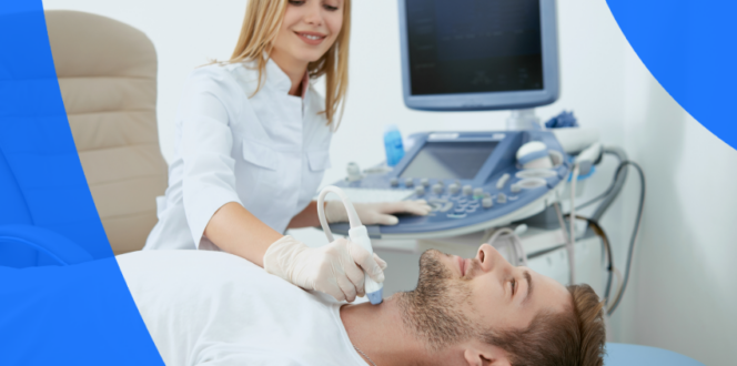 A patient getting a carotid ultrasound